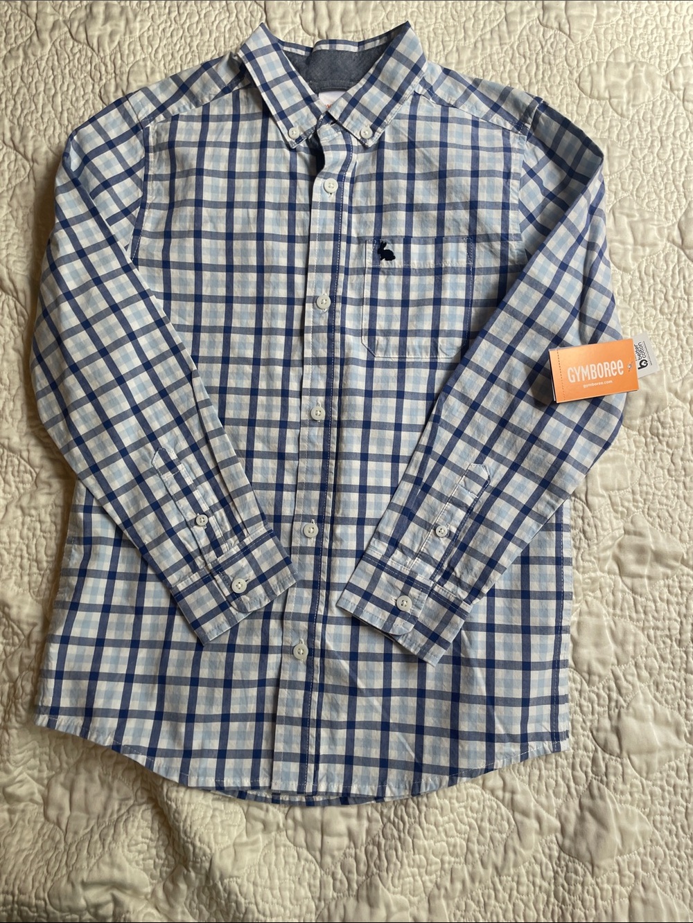 Gymboree White and Blue Plaid Button-Down Shirt
